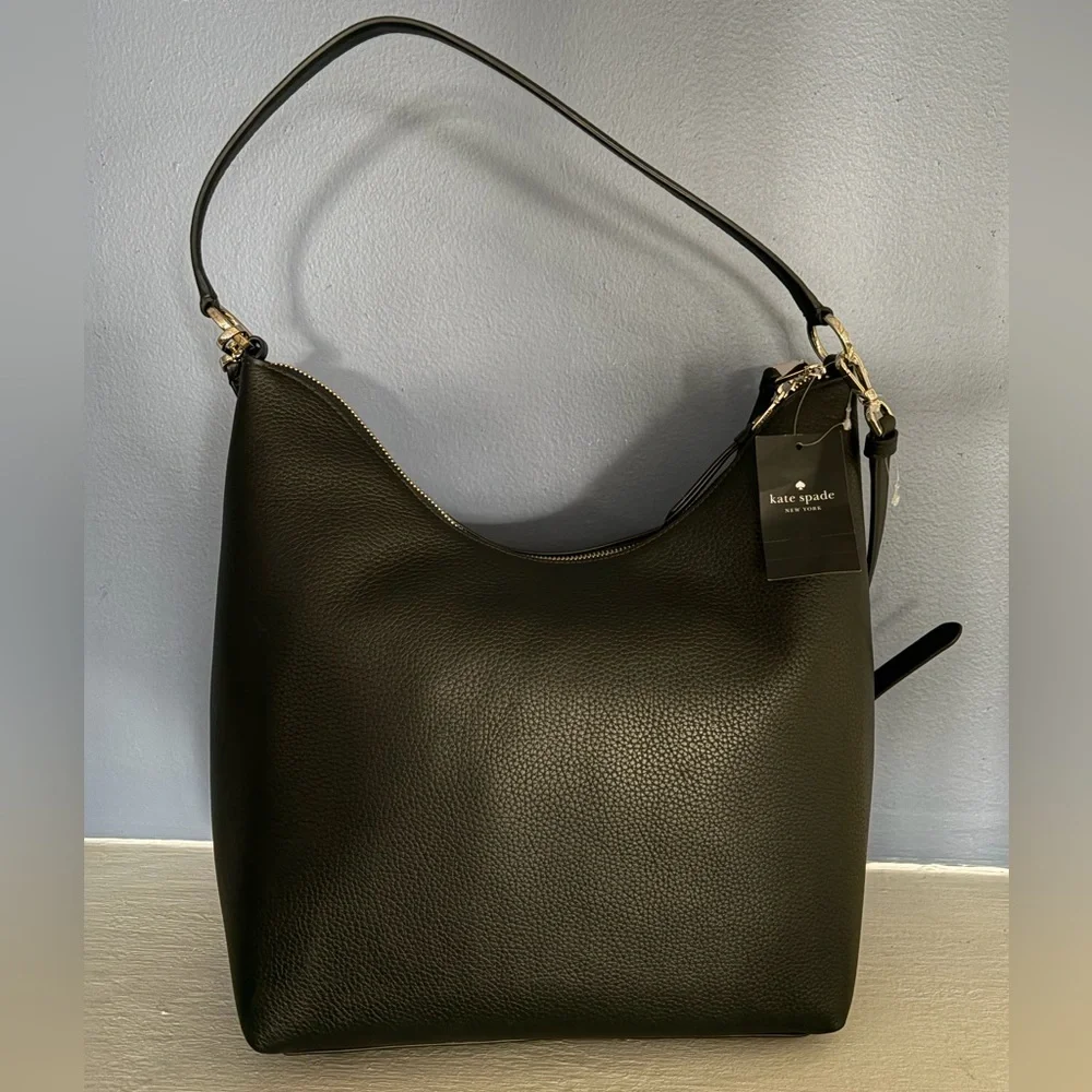 kate spade Black Pebbled Leather Hobo Shoulder Bag
